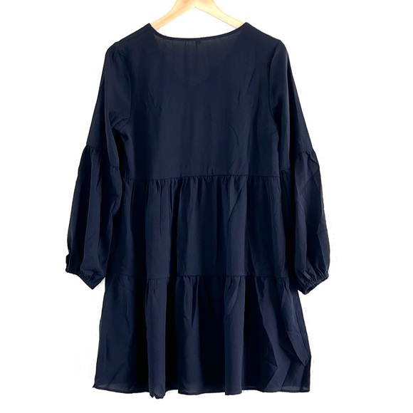 Black peasant boho v-neck mini dress size small - Picture 6 of 10